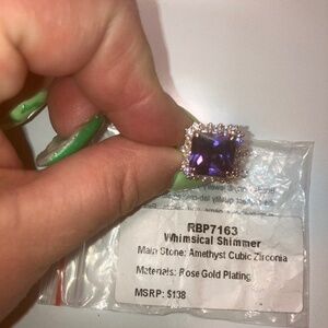 Bomb Party Amethyst w/Rose Gold Plating size7